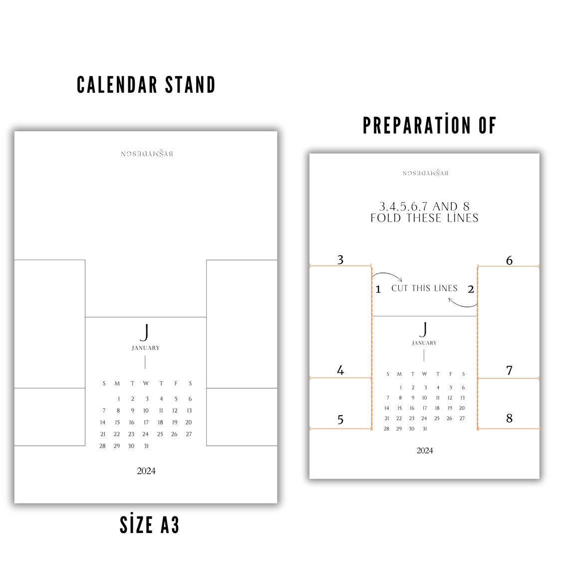 DIY Desk Organizer Calendar Stand 2024 With To do Grocery Lists PDF