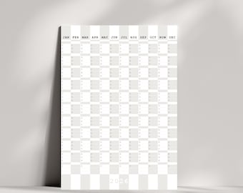 2026 Wall Calendar Planner: Year At A Glance Printable (A1-A4 PDF Download)