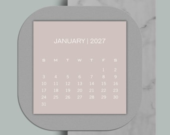 Kleiner bunter Kalender 2027: Druckbarer Schreibtisch-Monatplaner, Mini (PDF)