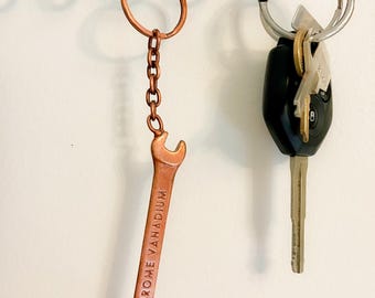Wrench Keychain: Recycled Industrial Style Tool Accessory