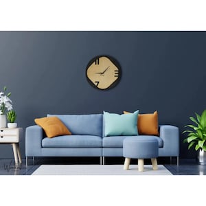 Wooden Modern Wall Clock, Wall Clock with numbers, Minimalist Decorative Clock, Livingroom Wall Clock, Wall clock modern