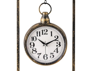 Decorative Metal Table Clock, Elegant Desktop Decor (15"x11")