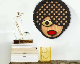 Woman Black Wall Mask 3D Decorative african wall art, Modern african home decor, wooden wall art, office decor, living room art.