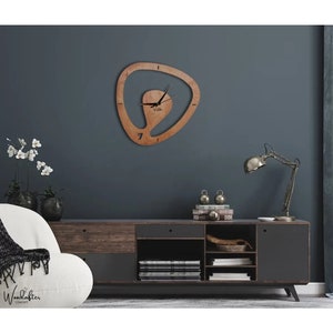 Asymmetrical Wall Clock Wooden Modern Wall Clock, Wall Clock With ...