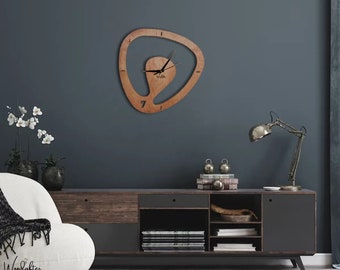 Relógio de parede assimétrico de madeira, relógio decorativo moderno, decoração para sala de estar
