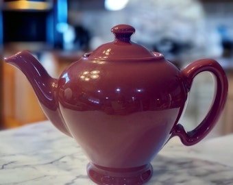 Vintage Hall McCormick 1940's Old Rose Burgundy Teapot