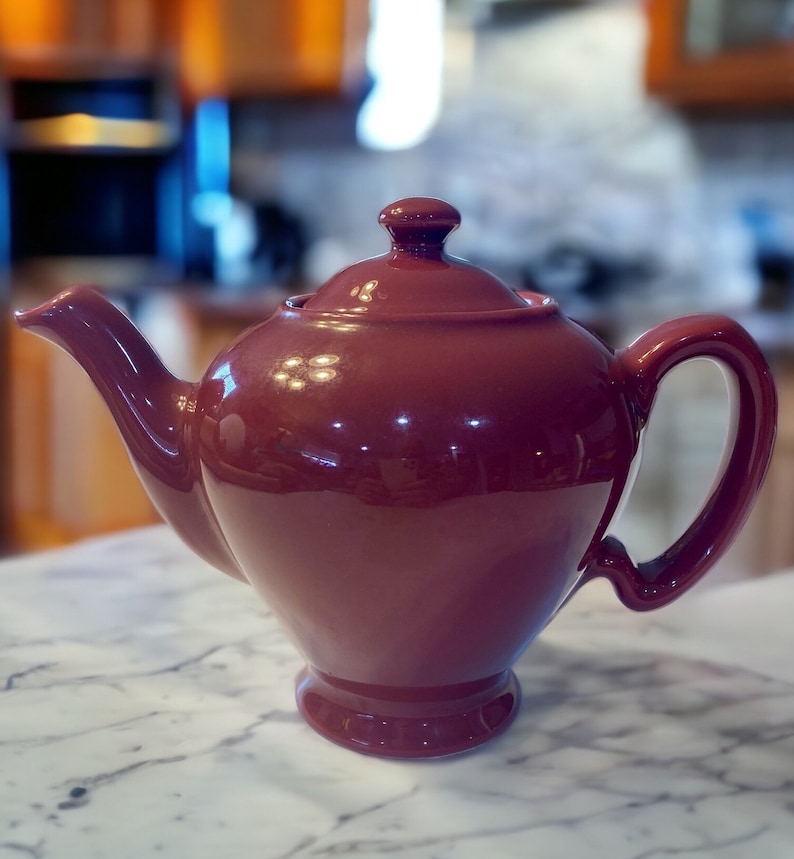 Vintage Hall Mccormick 1940's Old Rose Burgundy Teapot Etsy