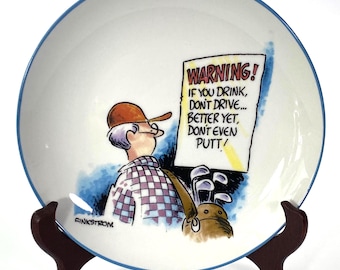 Vintage Finkstrom golfhumorbord ~ "Don't even putt" ~ grappig golfercadeau ~ centrum promotionele 6,5" porselein ~ begin jaren 2000