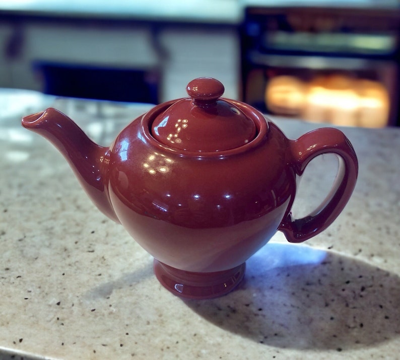 Vintage Hall Mccormick 1940's Old Rose Burgundy Teapot Etsy