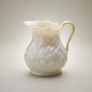 Belleek Ireland Lotus Pattern Creamer, Yellow Lustre Interior, Green Stamp Reg 0857, c.1965–1980
