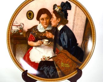 Knowles Norman Rockwell Plate, Gossiping in the Alcove ~ Rediscovered Women Series #6, 1983 Bradex 84-R70-4.6