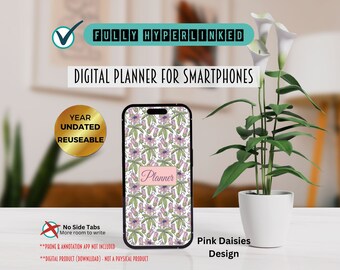 Undated Digital Phone Planner for iPhone Android Fully Hyperlinked Cellphone Planner Reuseable Easy Digital Planner Monthly Weekly Daily