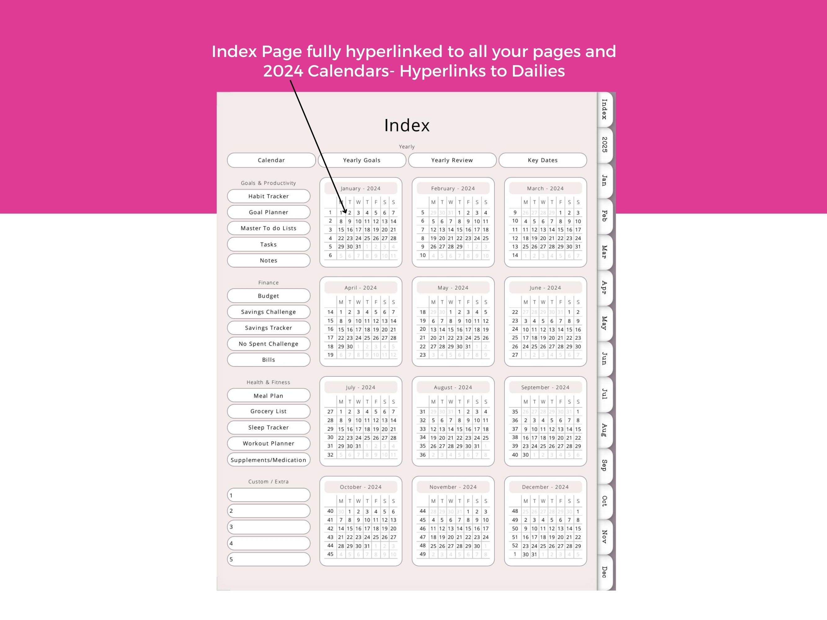 2024 Digital Planner Portrait Line Art Floral Annotation PDF - Etsy