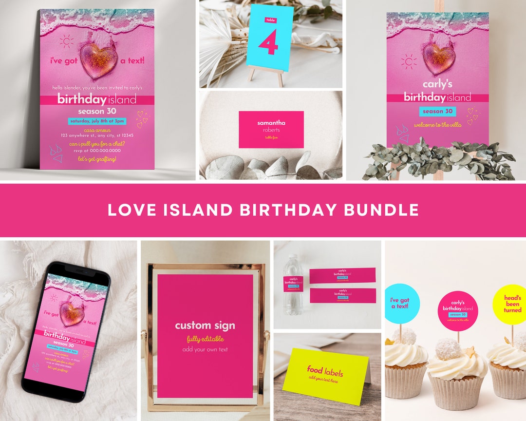 Editable Love Island Birthday Bundle Love Island Birthday - Etsy