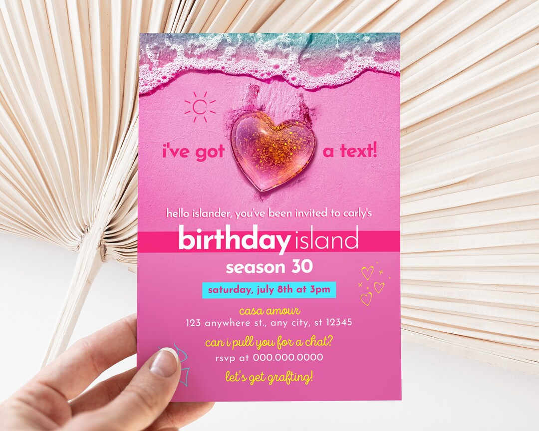 Editable Birthday Island Invitation Island Birthday Invite Etsy Australia