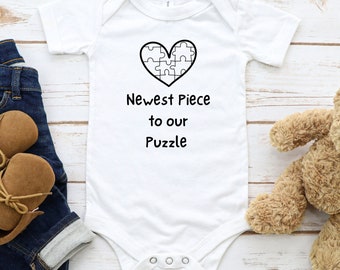 Cute Puzzle Onesie, Newest Piece to Our Puzzle, Baby Outfit, Short Sleeve One Piece, Puzzler Present, Baby Shower Gifts, Autism Awareness