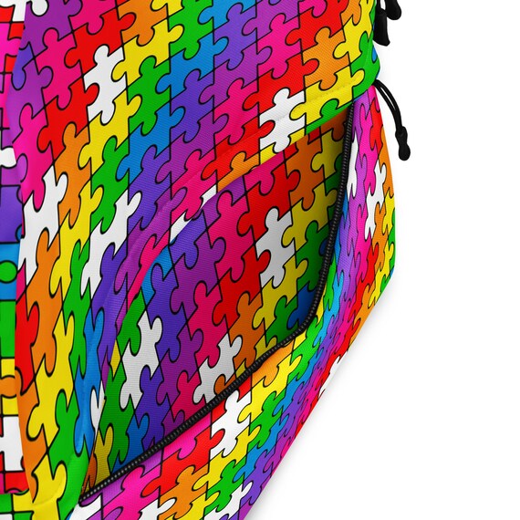 Rainbow Puzzle Print Backpack, Fun Patterned Travel Bag - Etsy