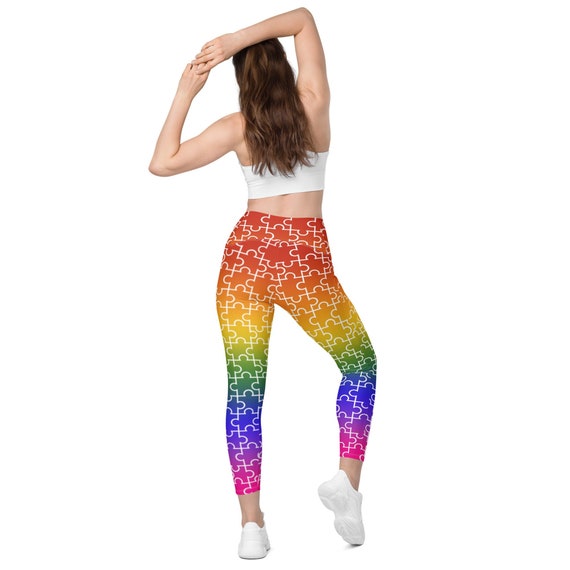 Rainbow Gradient Leggings with Pockets High Waisted Athleisure