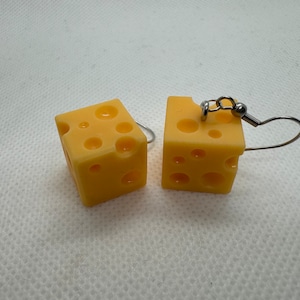 cheese earrings, cheese cubes, cheese