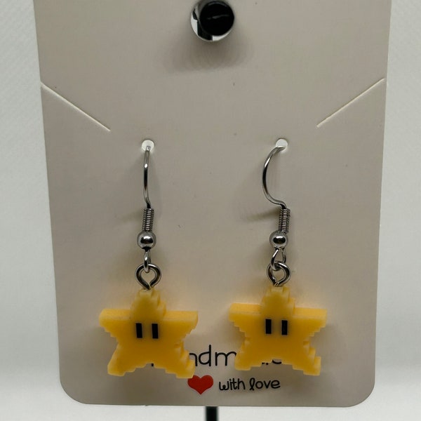 Pixelated Super Star Earrings - star earrings - pixel star