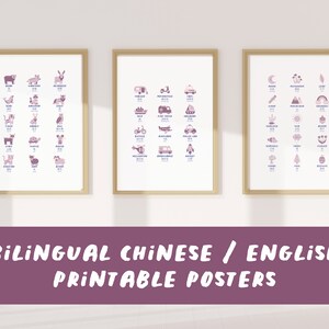 Bilingual Chinese English Prints | Printable Educational Language Learning Posters | Digital Download | Pinyin Simplified Chinese