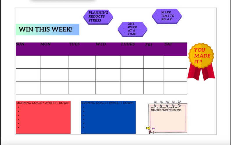 Win the Week Digital Weekly Planner - Etsy