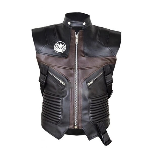 Avengers Jeremy Hawkeye Vest | Jeremy Renner Leather Vest | Men's Motorcycle Black Vest