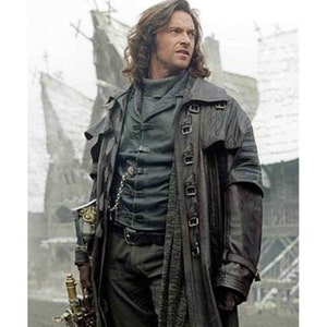 Men Handmade Helsing Leather Trench Coat Steampunk Gothic Leather Coat Duster Vampire Halloween Cosplay Trench Coat