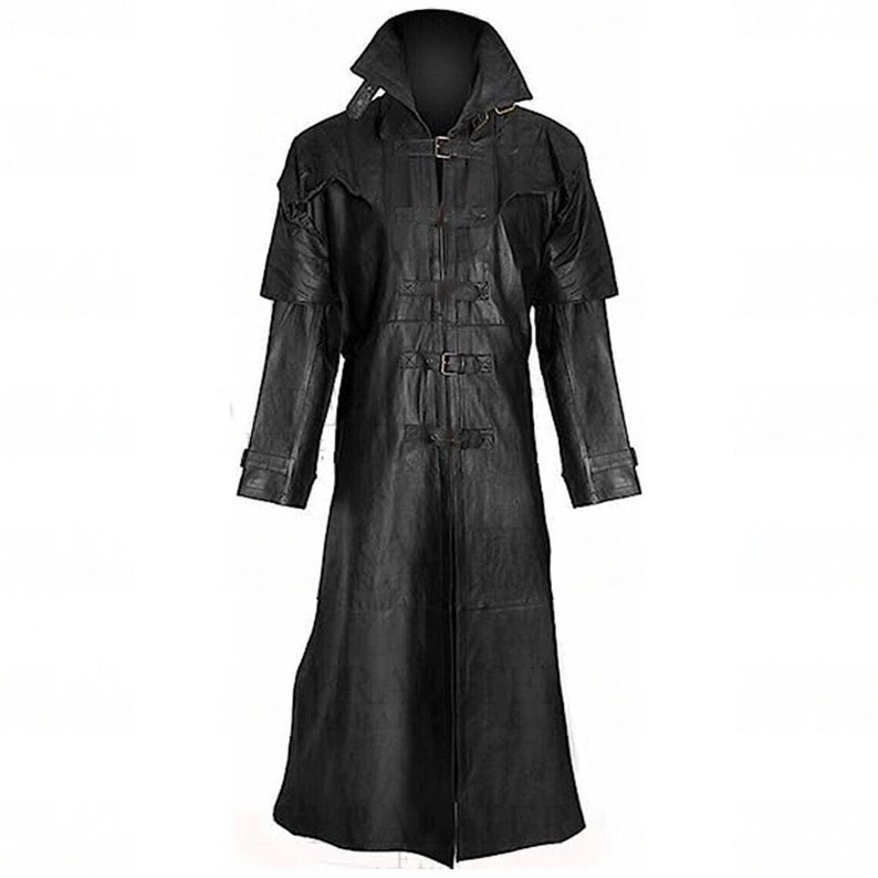 Hugh Jackman Helsing Trench Coat Steampunk Gothic Leather Coat Duster