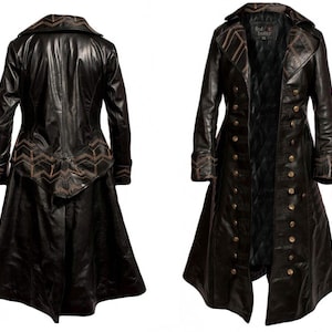 Handmade Men Captain Hook Long Trench Coat, Once Upon A Time Cosplay Leather Trench Coat