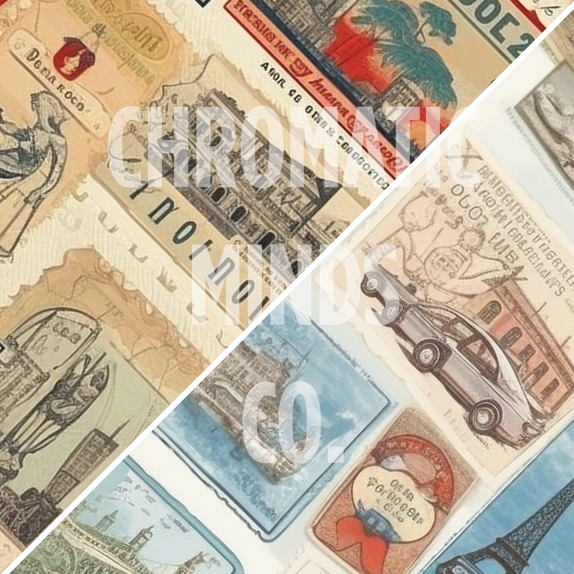 Travel Ephemera Digital Paper Seamless Repeating Pattern - Etsy