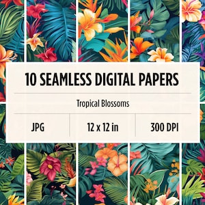 Tropical Blossom - Digital Paper Seamless Repeating Pattern - 10 ...
