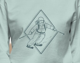 Woman Skier Graphic Sweatshirt | Women's Ski Crewneck