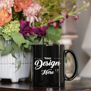 Black Mug Mockup, 11oz Black Coffee Mug Mockup, Mug Mockup, Cozy Mug Mockup, Studio Mug Mockup, Coffee Cup Mock up, Styled Stock Photo
