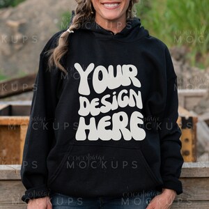 Gildan 18500 Black Hoodie Mockup, Oversized Hooded Sweatshirt mockup, Lifestyle Mockup, Gildan Sweatshirt Mockup, Model Mockup Styled Mockup