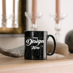 Black Mug Mockup, 11oz Black Coffee Mug Mockup, Mug Mockup, Cozy Mug Mockup, Studio Mug Mockup, Coffee Cup Mock up, Styled Stock Photo