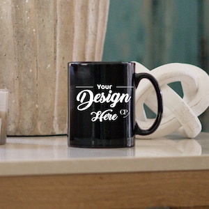 Black Mug Mockup, 11oz Black Coffee Mug Mockup, Mug Mockup, Cozy Mug Mockup, Studio Mug Mockup, Coffee Cup Mock up, Styled Stock Photo