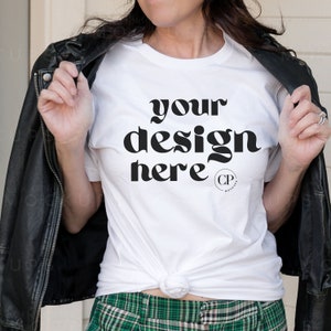 Bella Canvas 3001 White T-shirt Mockup, Tshirt Mocks, Female Model Mockup, Oversized Shirt Mock-up, White Unisex BC 3001 Bella canvas mockup