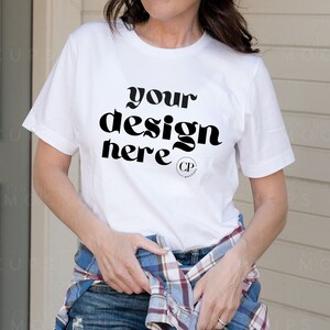 Bella Canvas 3001 White T-shirt Mockup, Tshirt Mocks, Female Model Mockup, Oversized Shirt Mock-up, White Unisex BC 3001 Bella canvas mockup