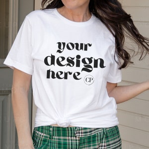 Bella Canvas 3001 White T-shirt Mockup, Tshirt Mocks, Female Model Mockup, Oversized Shirt Mock-up, White Unisex BC 3001 Bella canvas mockup