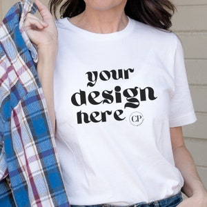 Bella Canvas 3001 White T-shirt Mockup, Tshirt Mocks, Female Model Mockup, Oversized Shirt Mock-up, White Unisex BC 3001 Bella canvas mockup