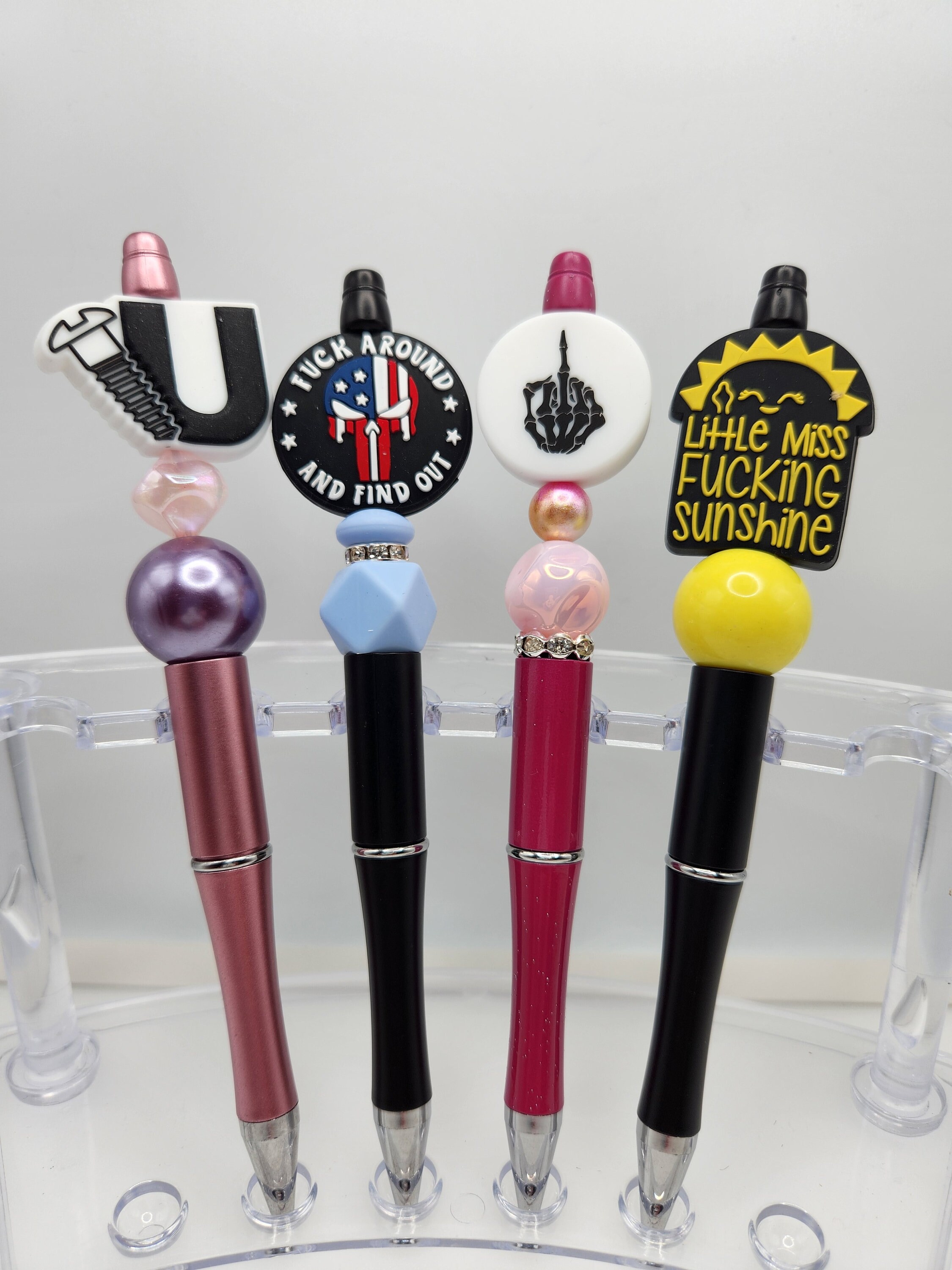 Adult 2 Sayings Theme Silicone Bling Focal Bead Pens 
