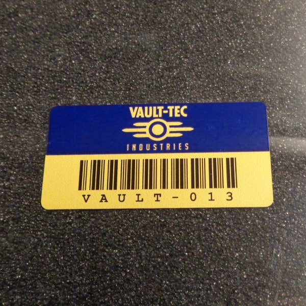 Vault-Tec Corporation Fallout  asset tag Vinyl Sticker / Label /  Badge / Logo 2 x 1in [818]