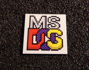 Étiquette couleur MsDOS / Logo / Autocollant / Badge 25 x 25 mm [420c]