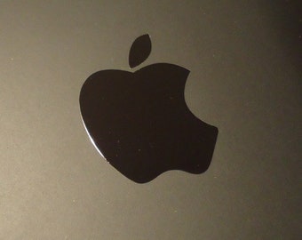 Apple Label / Aufkleber / Sticker / Badge / Logo metal/chrome 24mm x 30mm [007c]