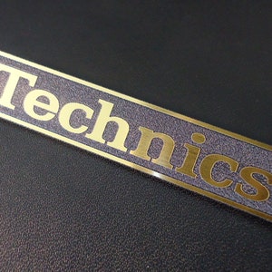 Technics Logo Emblem Badge GOLD color brushed 3M adhesive 68 x 13 mm 402f image 1