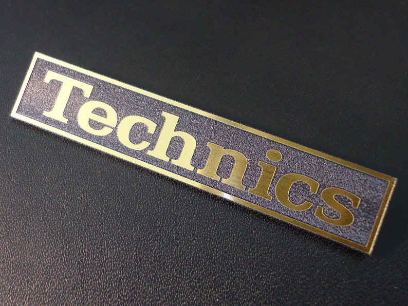 Technics Logo Emblem Badge GOLD color brushed 3M adhesive 68 x 13 mm 402f image 1