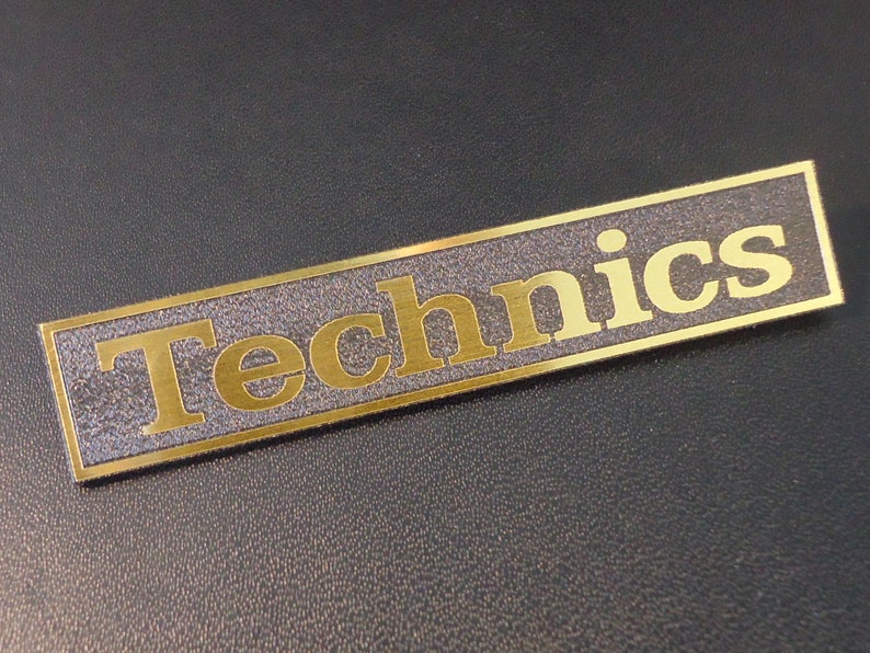 Technics Logo Emblem Badge GOLD color brushed 3M adhesive 68 x 13 mm 402f image 3