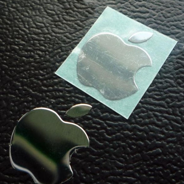 Apple Label / Aufkleber / Sticker / Badge / Logo metal/chrome 8mm x 10mm [007]