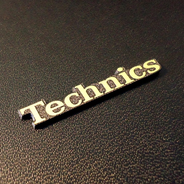 Technics Logo Emblem Badge GOLD color brushed 3M adhesive 30 x 5 mm [402j]